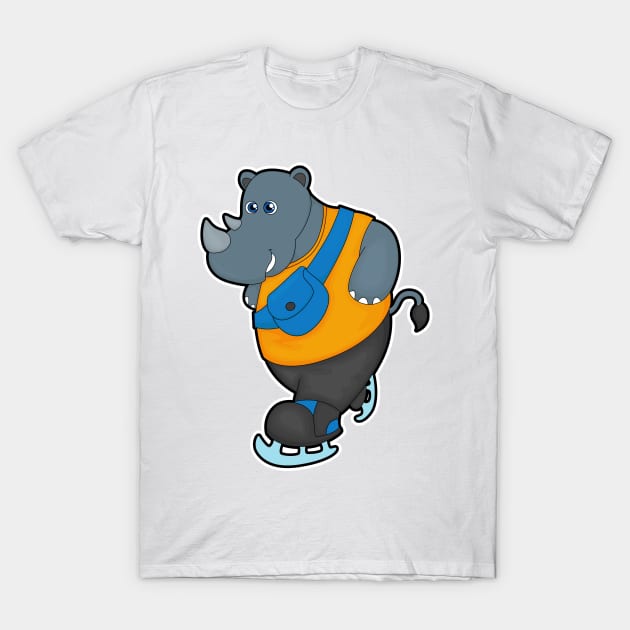 Rhino at Ice skating with Sling bag T-Shirt by Markus Schnabel